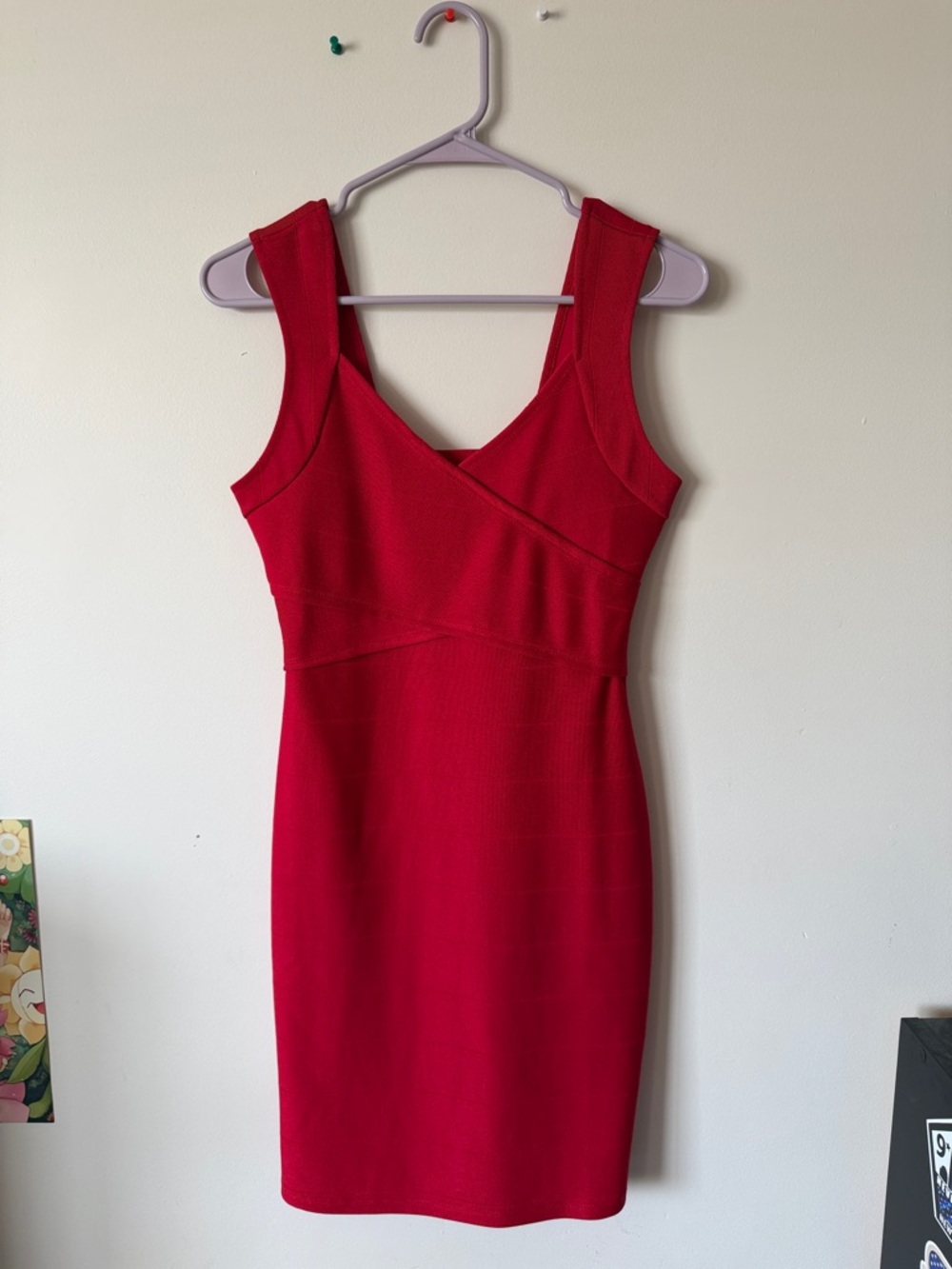 Ardene Red Sleeveless V-Neck Bodycon Mini Dress